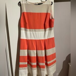 Ralph Lauren Elegant Peach and Cream striped Dress
